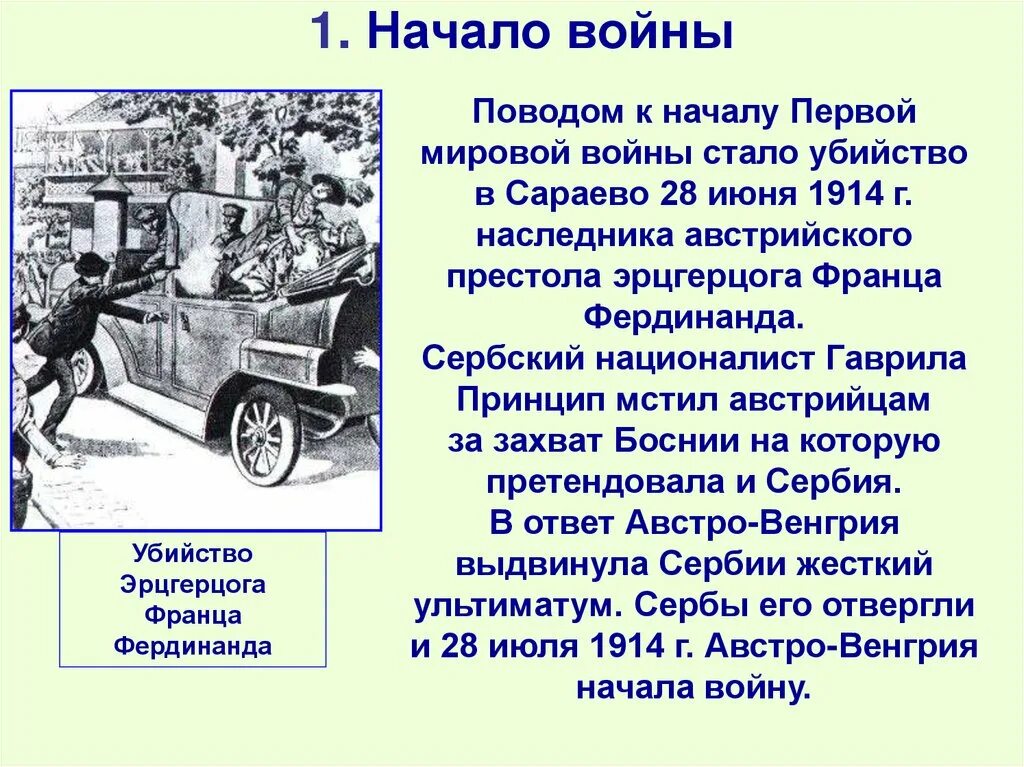 Какое событие послужило поводом для начала. Сараевское убийство эрцгерцога Франца. Сараевское убийство 28 июня 1914. Первая мировая убийство эрцгерцога Франца.