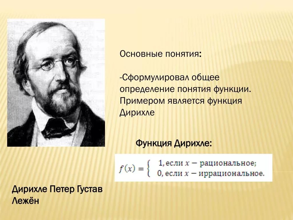 Сформулируйте основные. Петер Густав лежён Дирихле. Функция Дирихле. Функция Дирихле график. Функционал Дирихле.