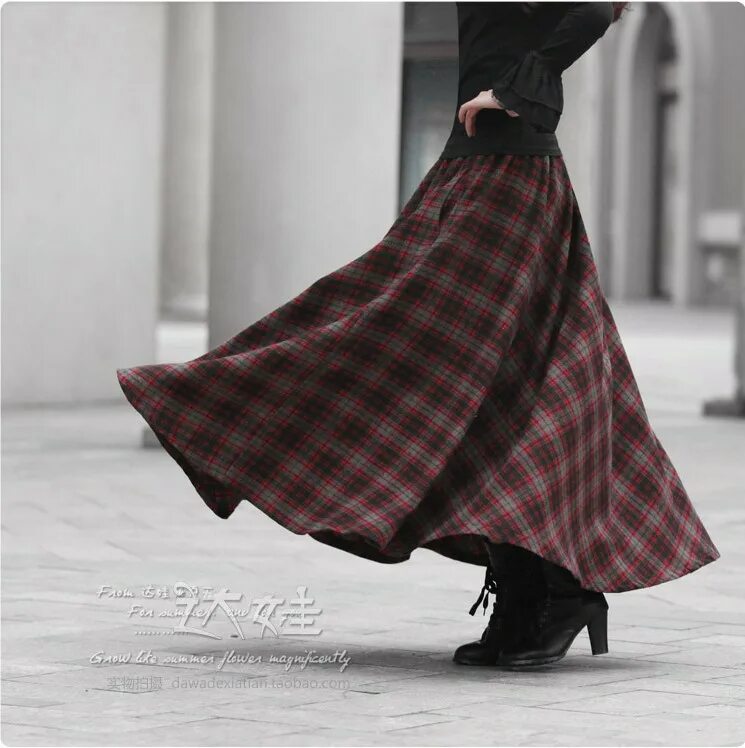 шерстяная юбка в клетку