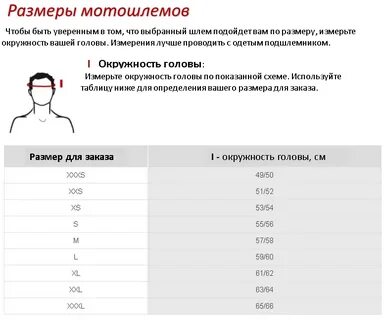 Как правильно подобрать размер шлема