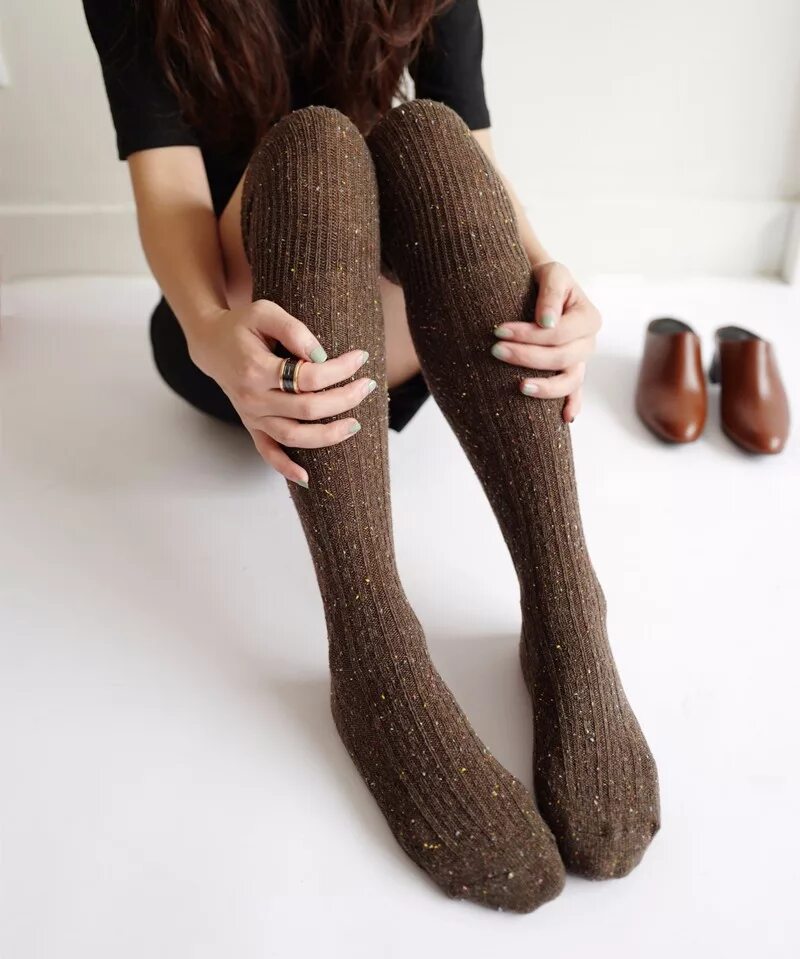 Чулки выше колена. Теплые чулки. Шерстяные чулки. Шерстяные чулки. Теплый чулок 6.