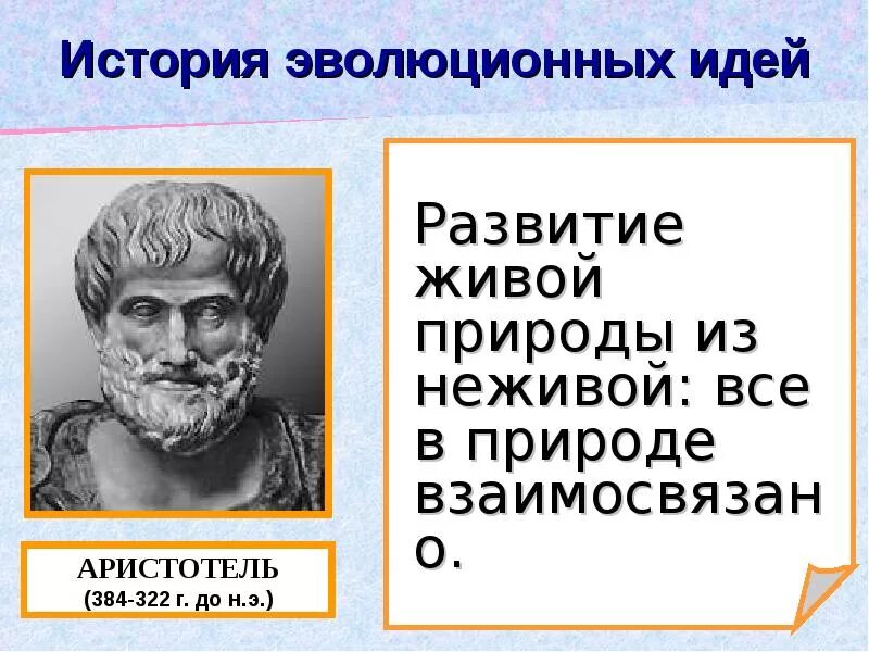 История развития эволюционных идей. Эволюционные идеи в античности. Эволюционные идеи в додарвиновский период. Философы о эволюции.