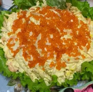 Салат кальмары яйцо красная икра