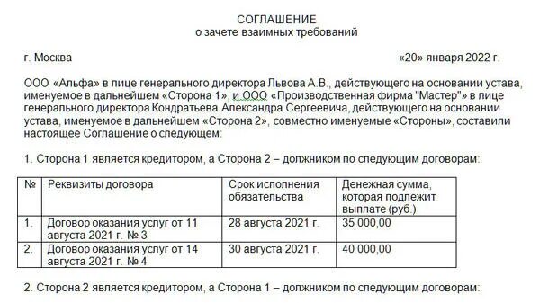 Однородные требования гк рф. Соглашение о зачете взаимных требований. Соглашение о зачете образец. Соглашение о зачете требований. Соглашение о зачете встречных однородных требований.