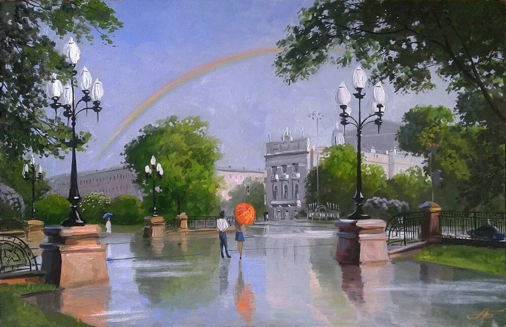 картины с дождем известных художников. дождь в картинах импрессионистов. набережная кальмиус в живописи донецк. солнечный летний день в городе. летнее утро в городе.