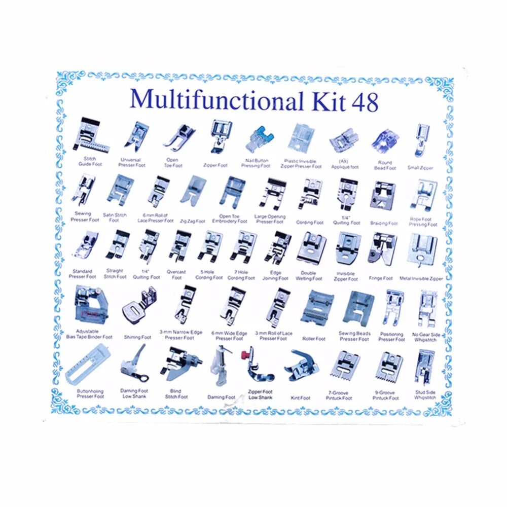 Описание швейных лапок. Multifunction Kit 32 названия лапок для швейной машины. Набор лапок для швейной машинки мультифункциональный кит 32. Набор лапок 32 шт для швейной машины Janome. Описание набора лапок для швейных машин 32 штуки описание