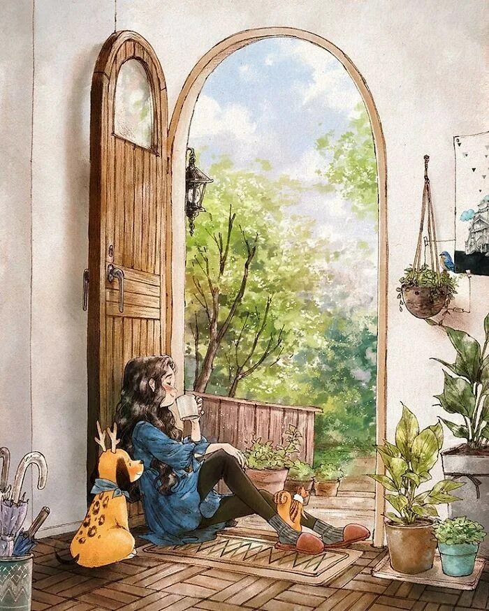 Иллюстратор aeppol корея. Открытая дверь в мир. Aeppol художница. Книги которые помогают человеку расширить кругозор философия. Дверь в счастье.