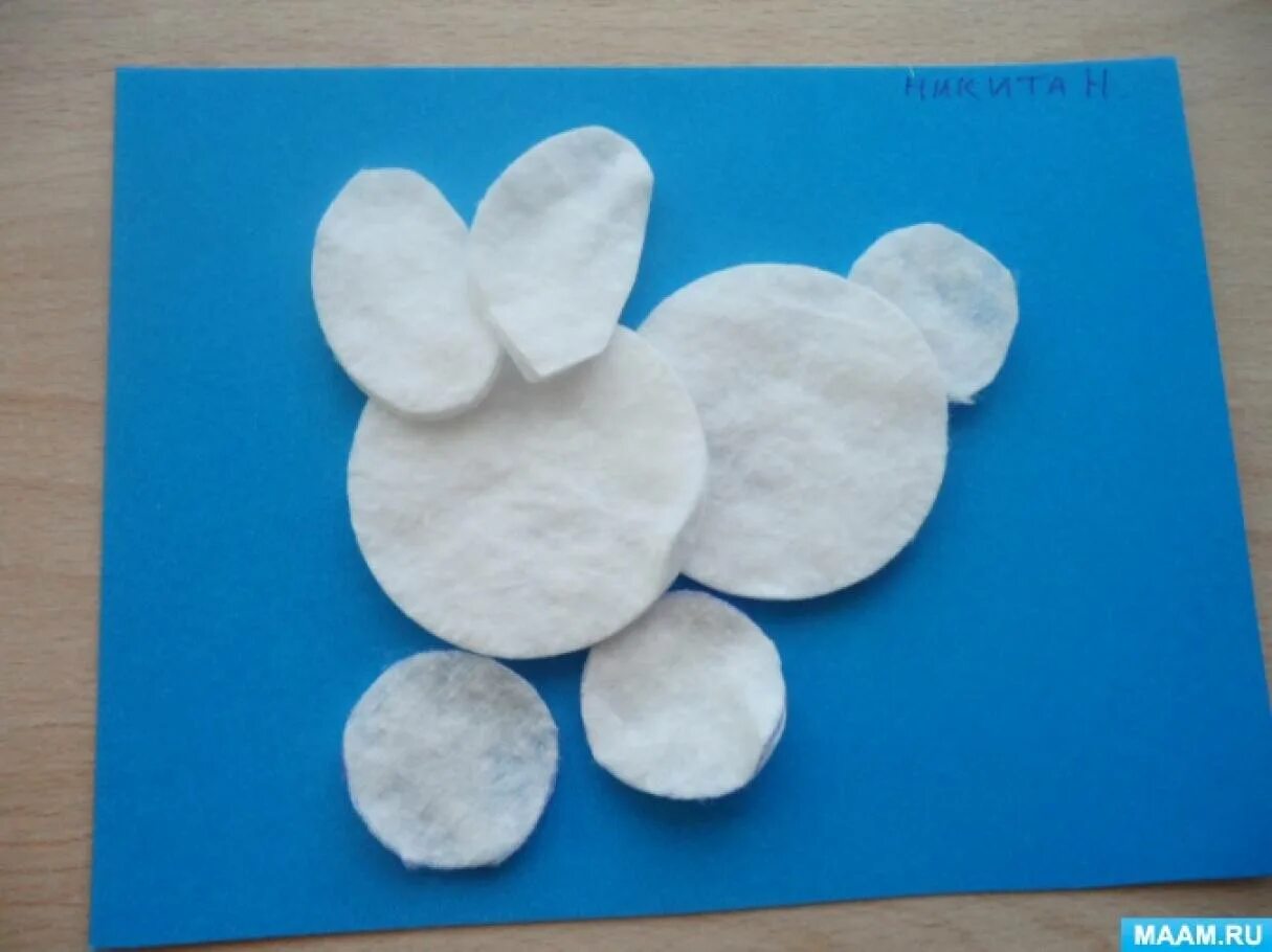 Зайчик из ватных дисков. Зайка из ватных дисков. зайчик из ватных дисков аппликация. аппликация заяц из ватных дисков для детей.
