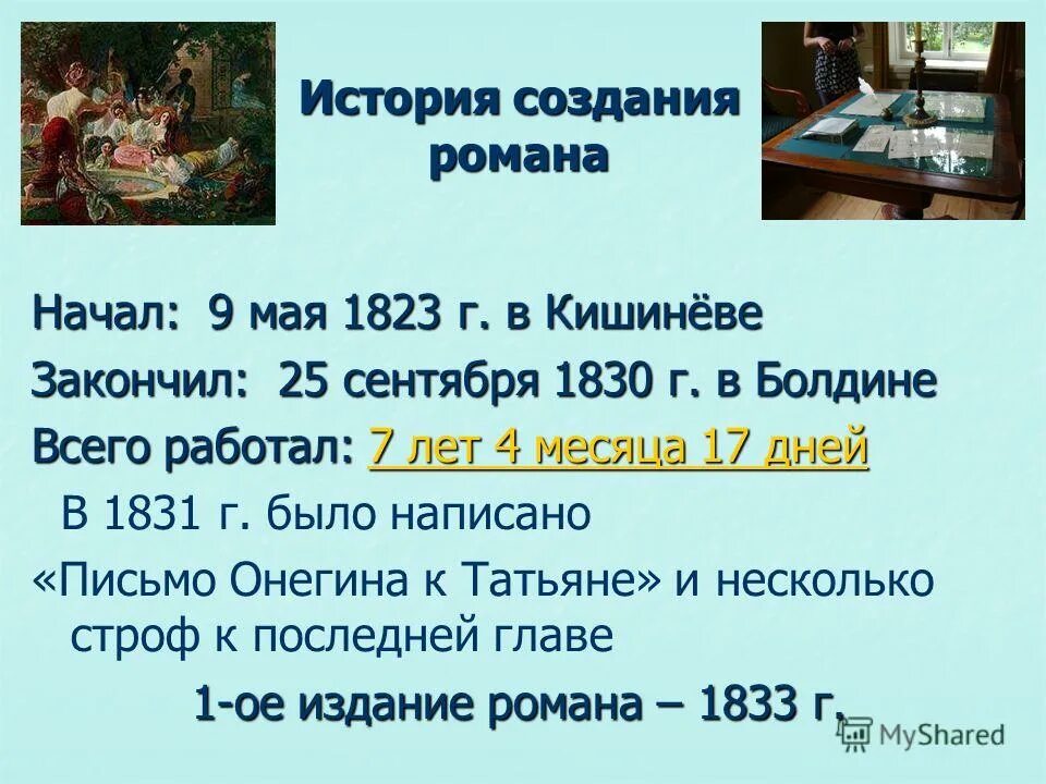История создания романа А.С.Пушкина Евгений Онегин презентация, доклад