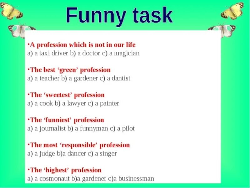 Choose the task to do. Профессии по английскому языку. Задания по профессиям на английском языке. Урок английского профессии. Профессии на английском задания.