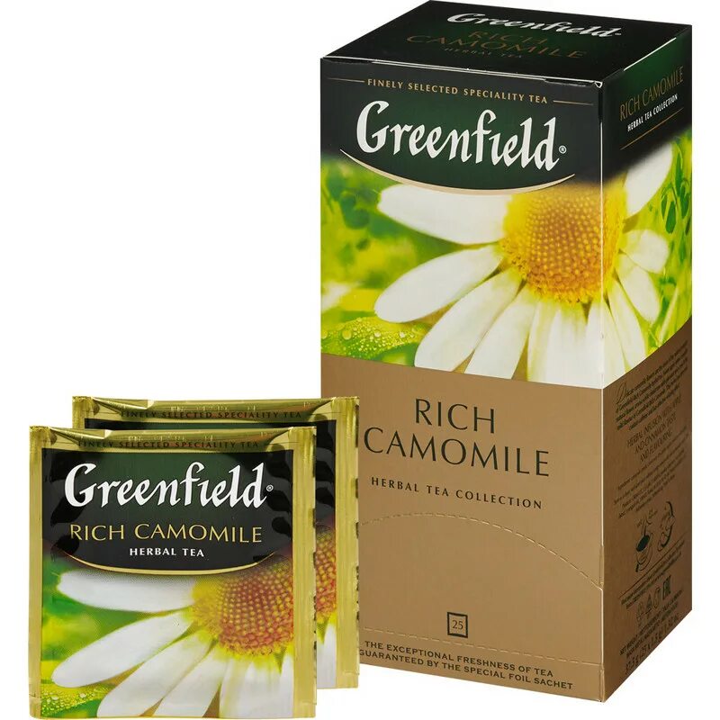 Чай гринфилд ромашка. Гринфилд Rich Camomile. Greenfield Rich Camomile 25 пак. Чай Гринфилд Camomile Meadow. Чай травяной Гринфилд Camomile.