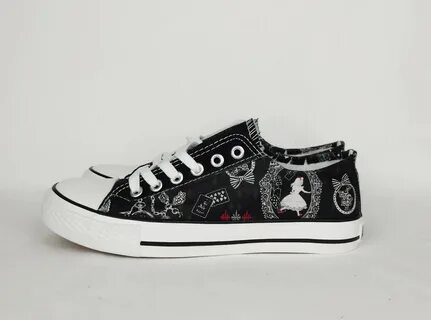 Alice in Wonderland shoes, custom women shoes, Alice sneakers, Alice shoes,...