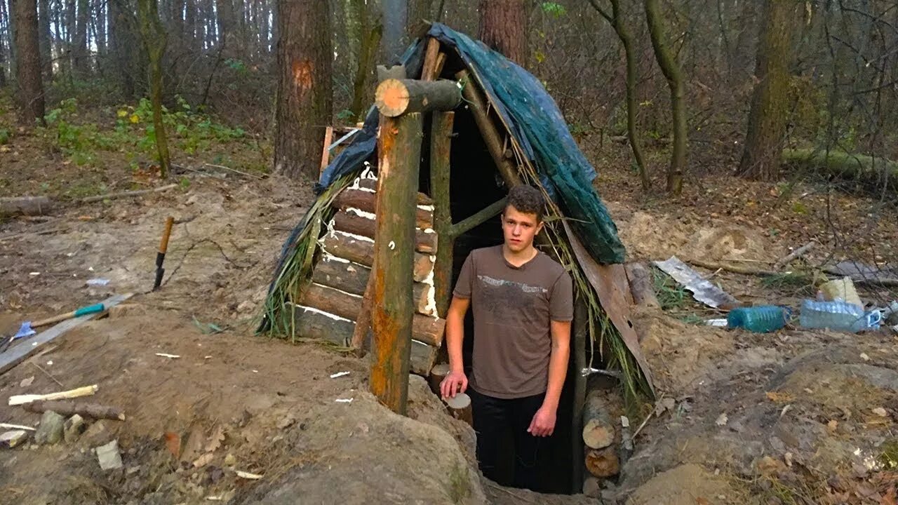 Как построить землянку в лесу. Землянка для выживания в лесу. постройка землянки. постройка землянки в лесу. укрытие в лесу.