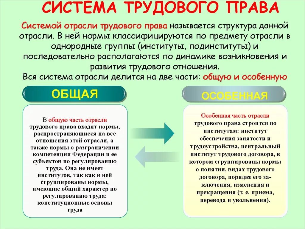 6 частей тк рф. Институты общей и особенной части трудового законодательства. Система трудового законодательства. Трудовое право система.