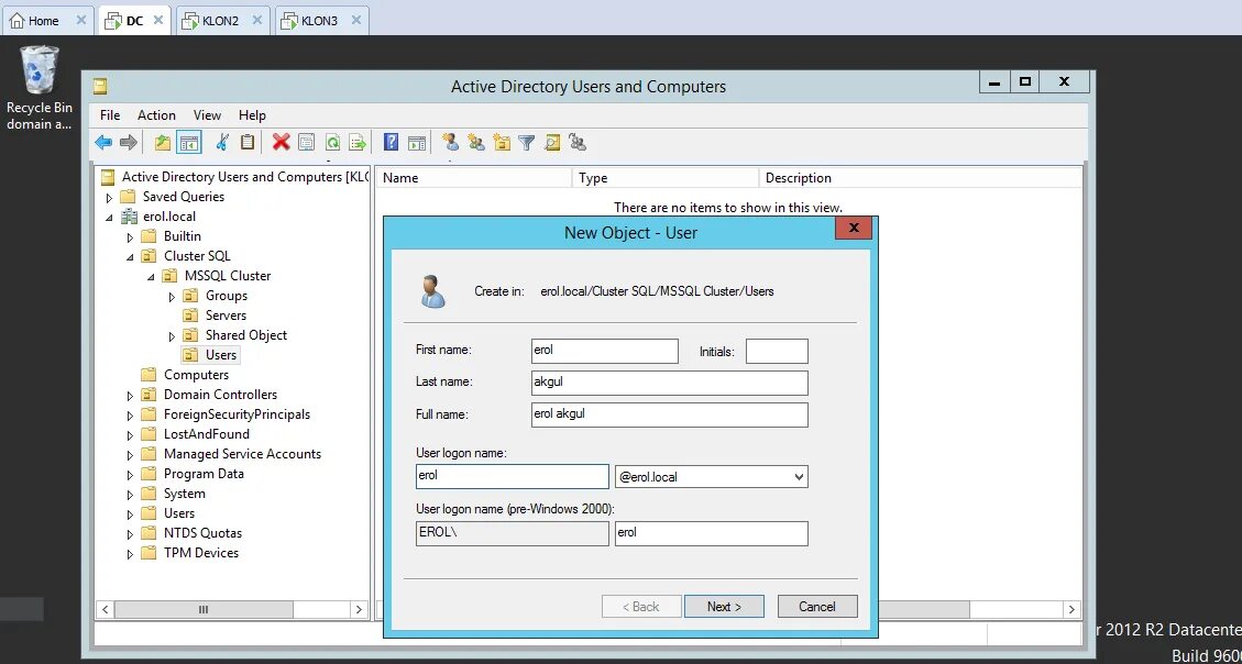 SQL скрипт. Windows Server 2012 Active Directory users and Computers. Active Directory user. Профиль пользователя Active Directory. New user system