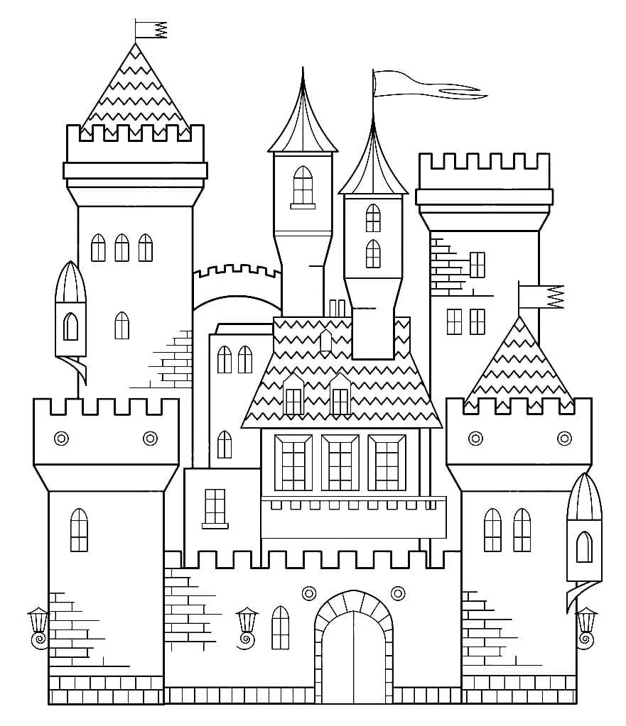 Замок 7 класс. Раскраска замок. Трафарет замка для рисования. Дворец раскраска для детей. Крепость раскраска для детей.