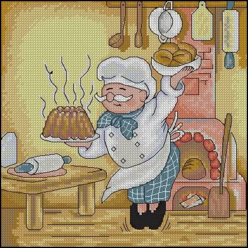 Старый повар иллюстрации. Рисунок старого повара. иллюстрация к старому повару. вышивка крестом пекарь. старый повар.