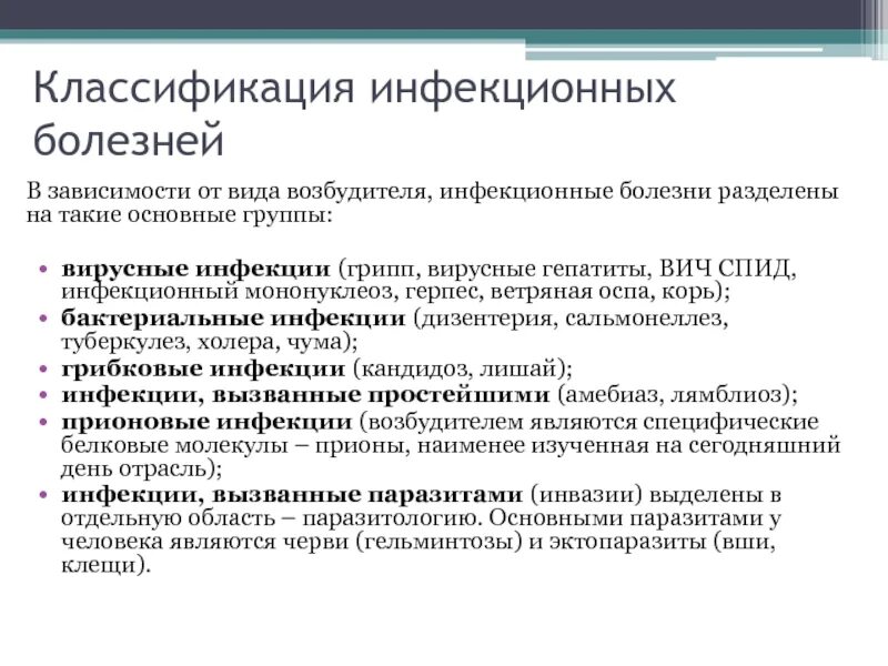 Причины основных инфекций