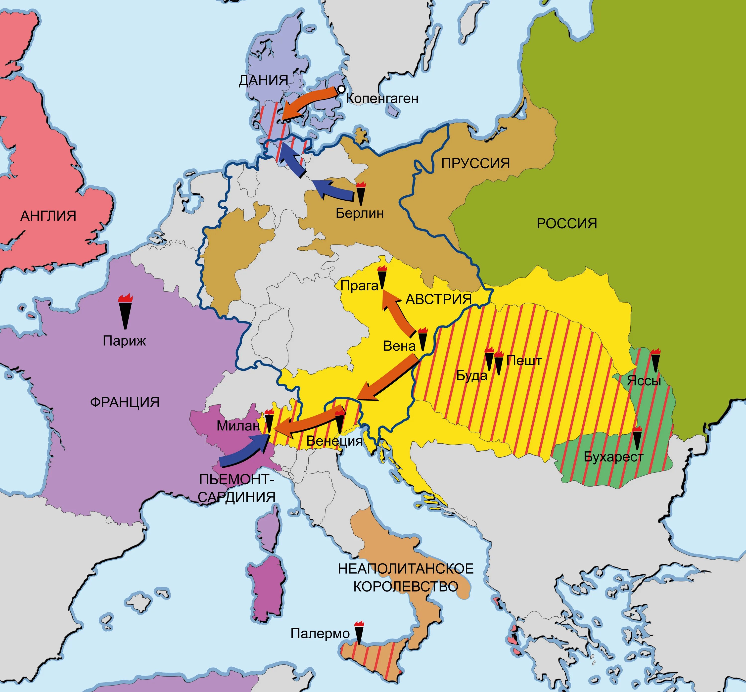 Страны революции 1848. Революции в Европе 1848-1849. Революция в Австрии 1848-1849.