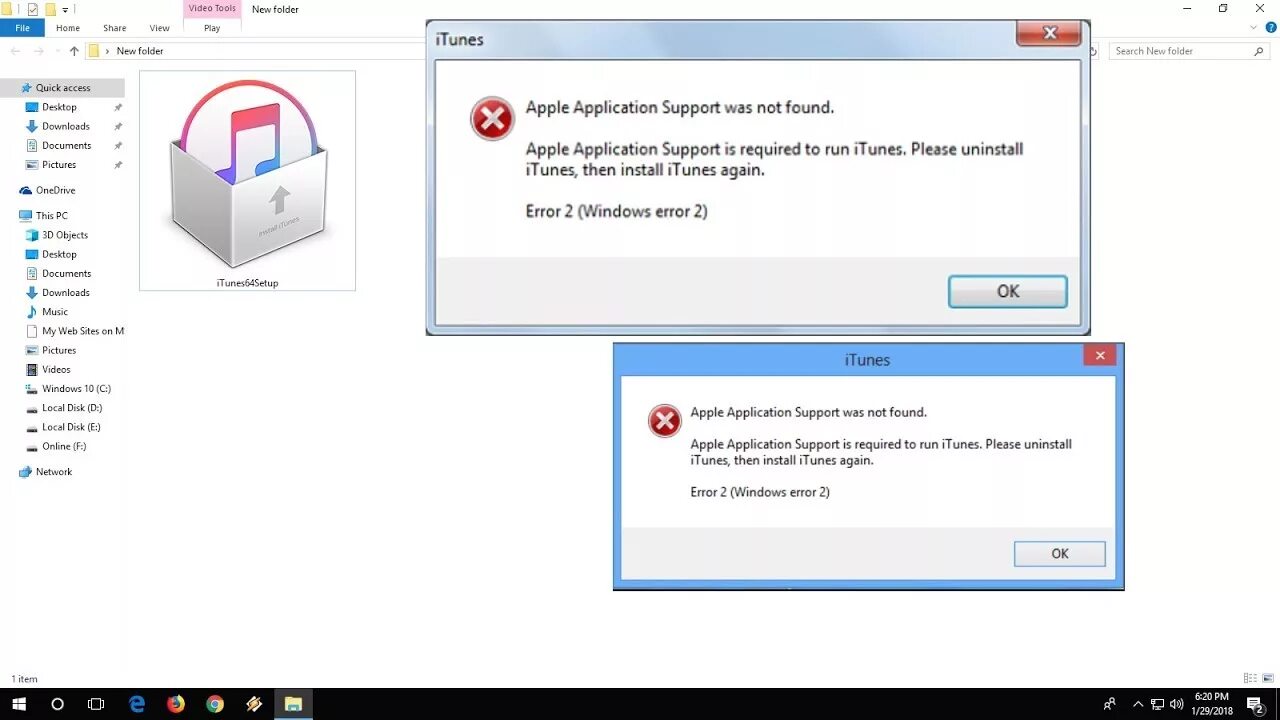 Apple application support. Apple application support was not found. Application not found in Windows. Found for Apple.