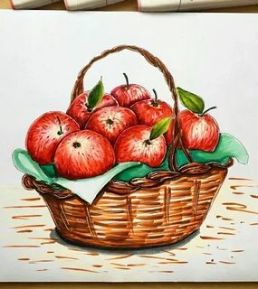Корзинка фруктов нарисовать