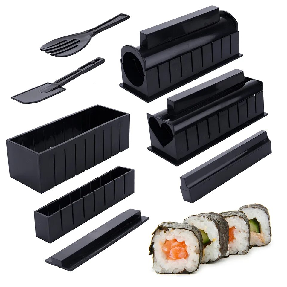 Гаджет для роллов. Набор для приготовления роллов и суши мидори (sushi maker). набор для приготовления роллов мидори. набор для приготовления суши и роллов &quot;мидори&quot; (10 акссесуаров, нож 15 см). набор суши роллов «мидори».