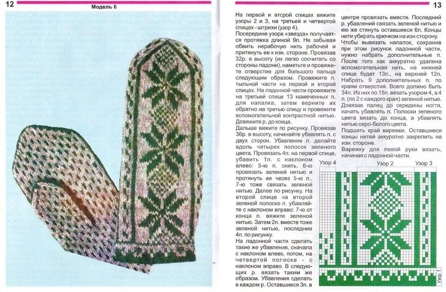 Как связать варежки узором