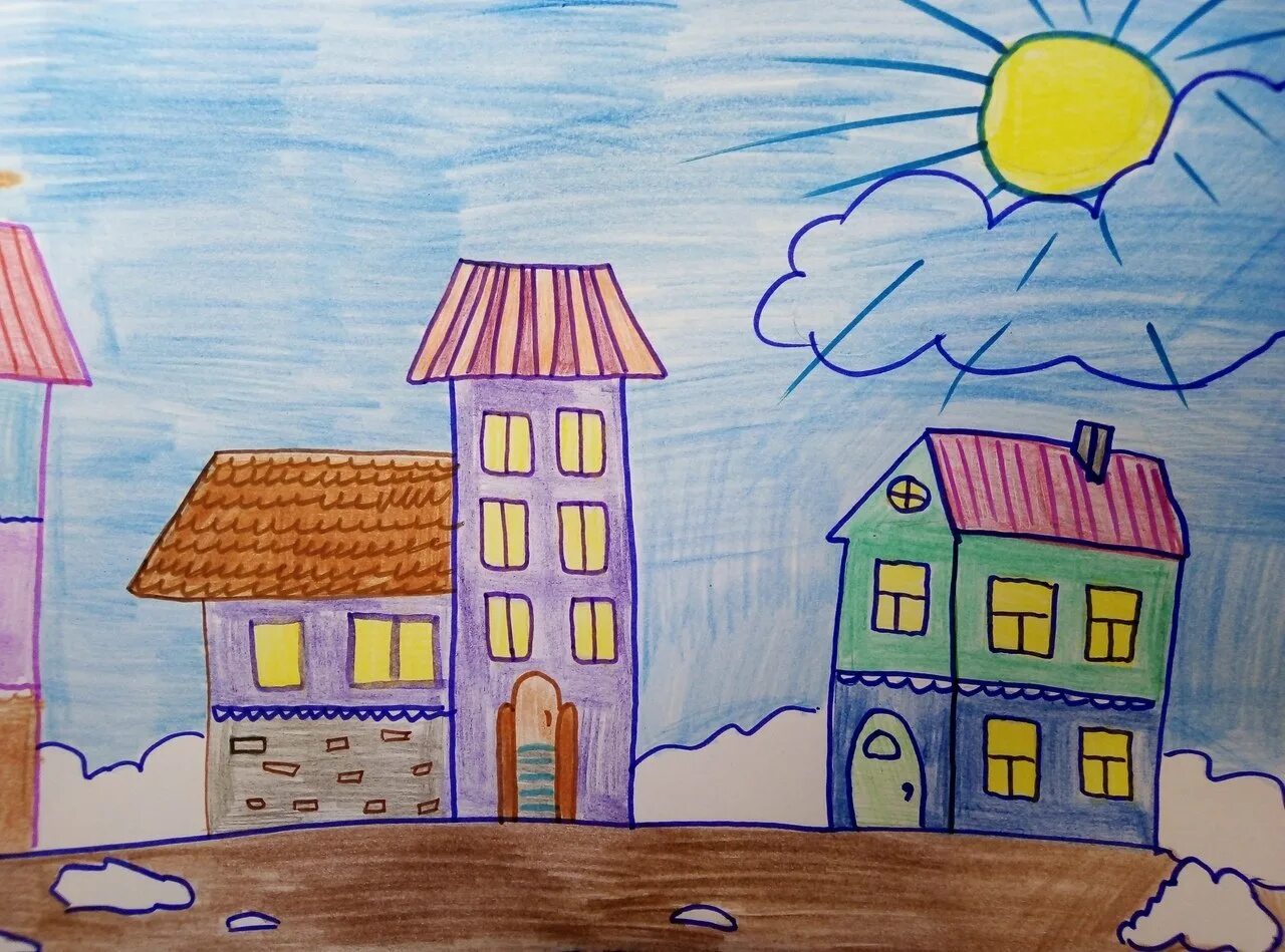 Город рисунок. Рисунок на тему мой город. Детские рисунки города. Рисование на тему город.