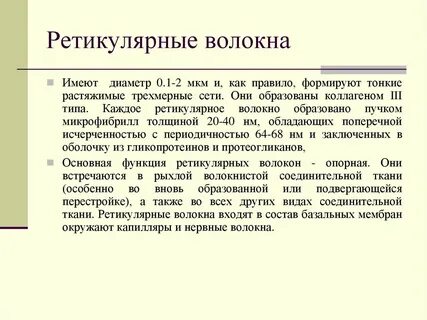 Волокна коллагеновые эластические и ретикулярные