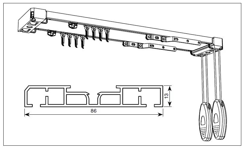 Профиль ПК-14 карниз двухрядный. Двухрядный карниз с кордовым управлением. Карниз потолочный Magellan трехрядный сборка. Slot Motion карниз 2 ряда. Механизм занавеса