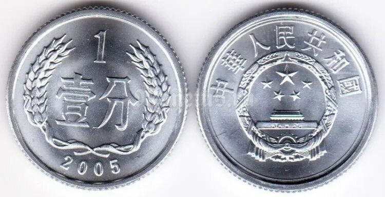 Монета Фень Китай. 1 Фень Китай. Китайская монета 1 2015. Китайские серебряные монеты.