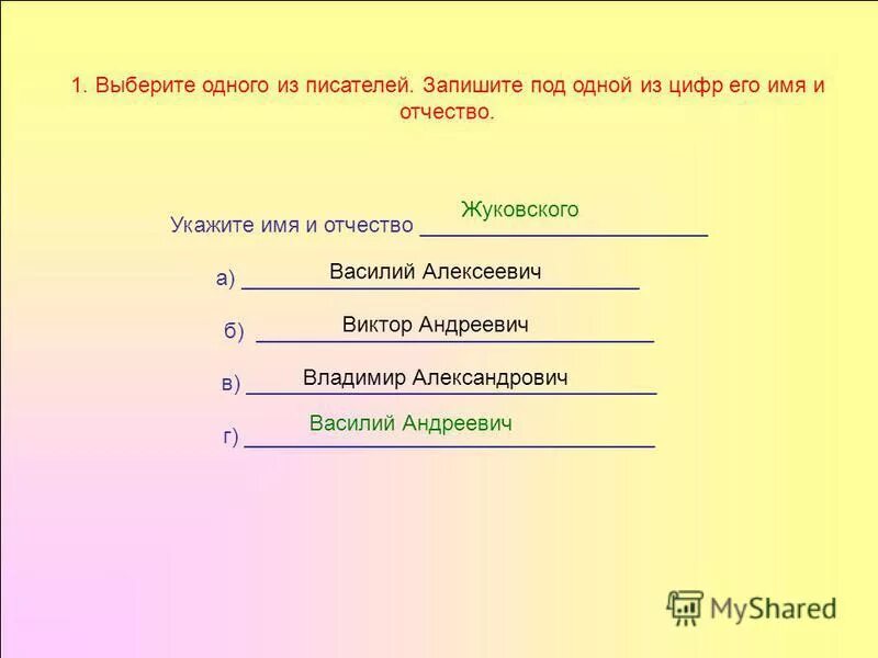 Фамилия имя отчество Жуковского. Жуковский имя и отчество писателя. Укажите ФИО. Способ задания цвета