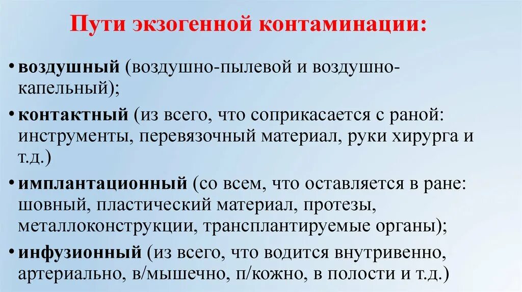 Контаминация что это. Пути контаминации. Пути эндогенной контаминации РАН. Пути контаминации эндогенный и экзогенный. Экзогенный путь контаминации.