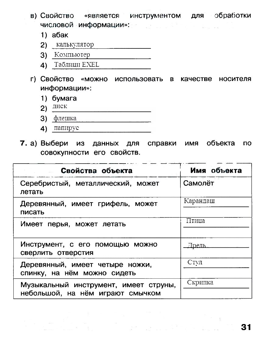 Контрольная работа номер 3 обработка числовой информации. По информатике 3 класс рабочая тетрадь 1 часть гдз Матвеева страница 31. Свойства носителей информации 3 класс Информатика Матвеева гдз. Предмет является инструментом для обработки числовой информации. Является инструментом для обработки числовой информации Абак.