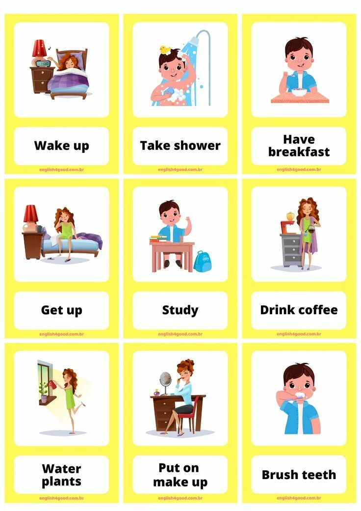 Regular routine. Карточки daily routine. routine verbs. verbs for kids routine. daily routine flashcards.