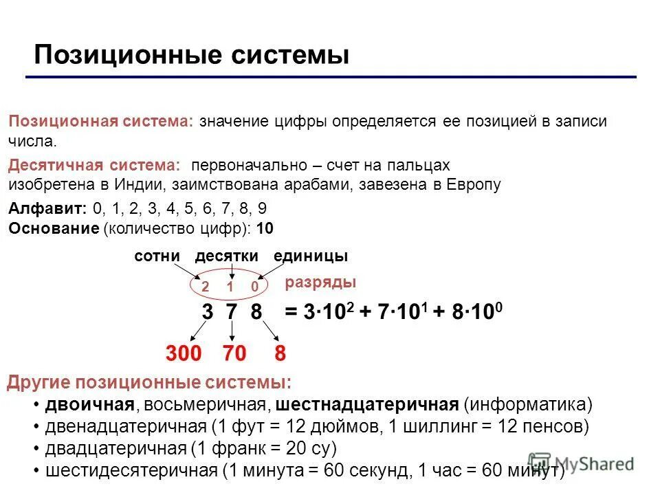 Способ записи чисел с помощью. Десятичная позиционная система. задания на запись числа в позиционной системе счисления. умножение в десятичной системе счисления. десятичная форма записи чисел.