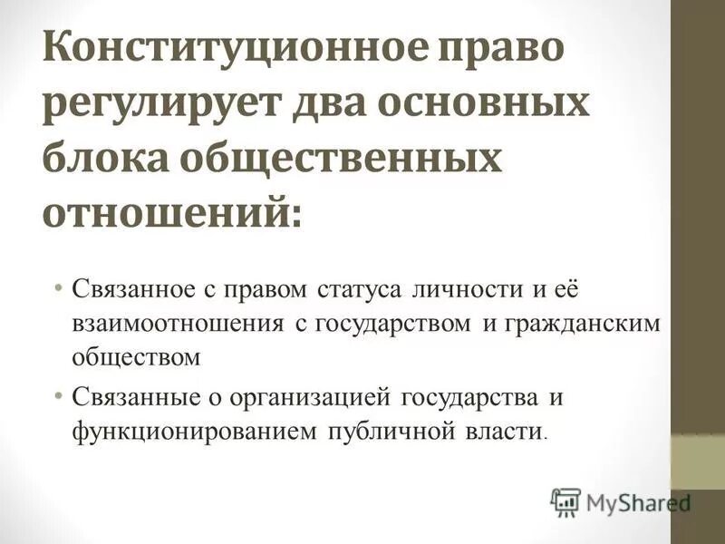 Какие отношения регулирует конституция