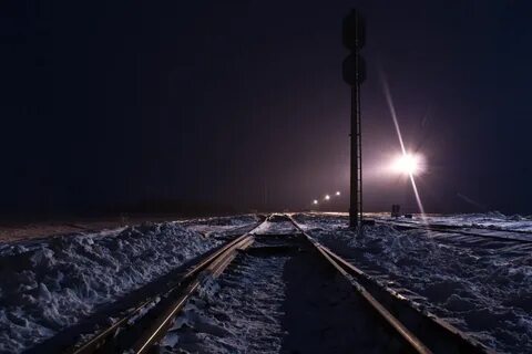 Железная дорога ночью