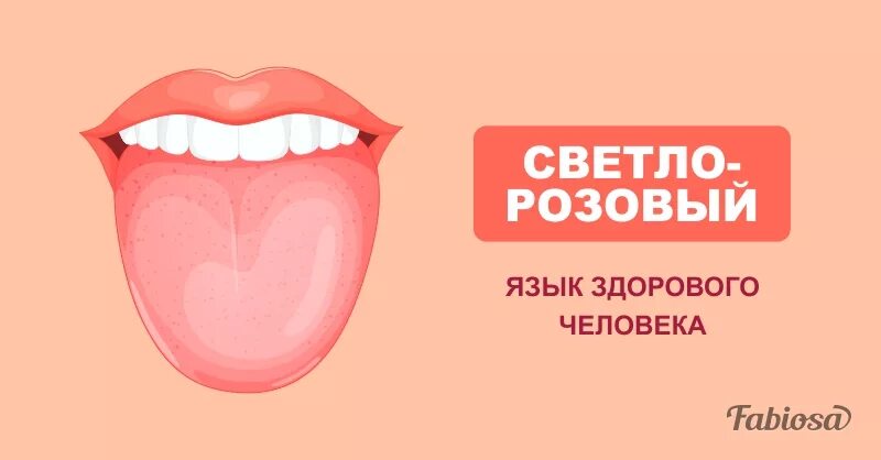 Свесив набок длинный розовый язык. Бледно-розовый цвет языка.