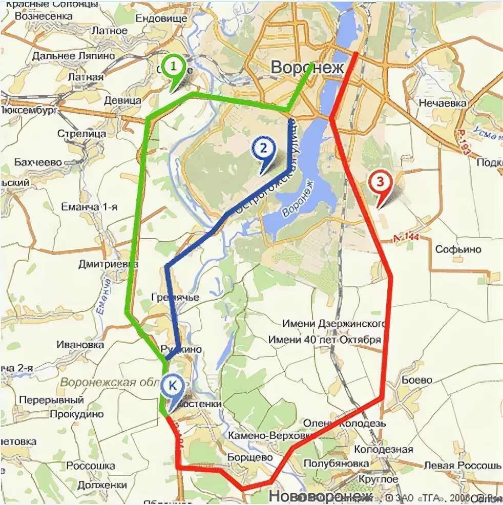 Сколько от воронежа до острогожска
