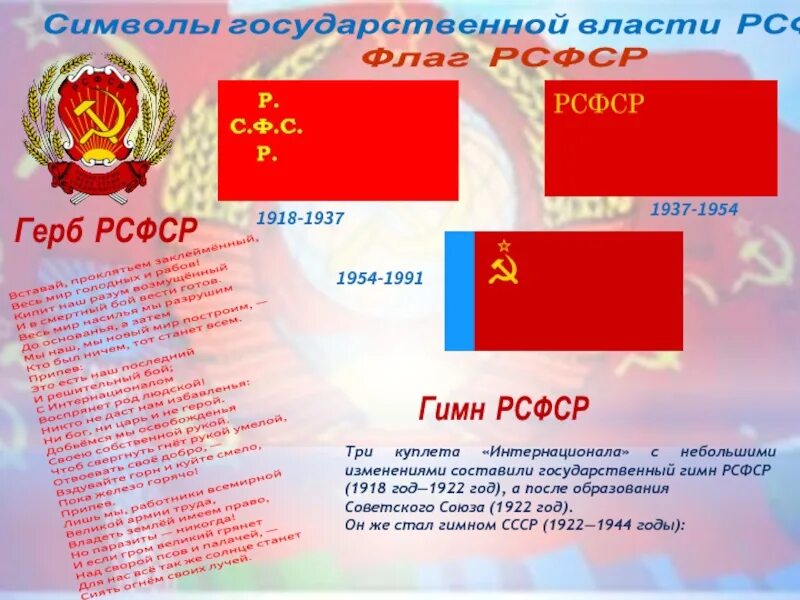 Рсфср песня. Интернационал гимн ссср. Интернационал гимн. Интернационал гимн. Флаг рсфср 1954.