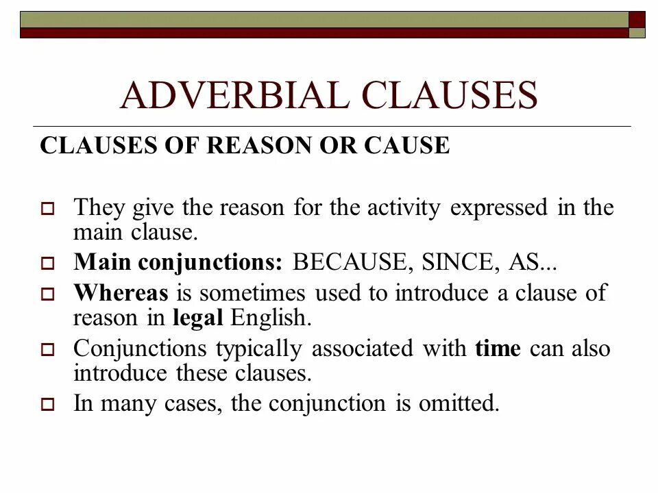 Adverb clauses examples. Adverbial clauses. adverbial clauses в английском. adverbial clause of cause. adverbial clauses of result в английском языке.