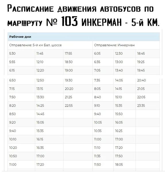 Расписание 21 автобуса инкерман