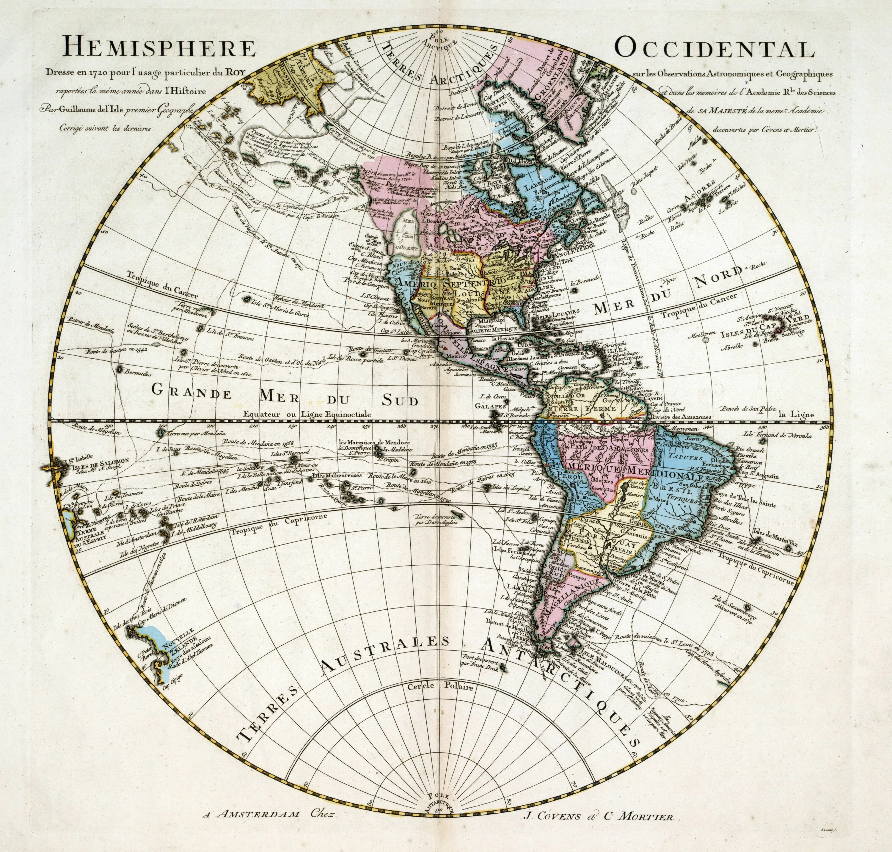 Карта 1720. Western Hemisphere. Сша полушарие