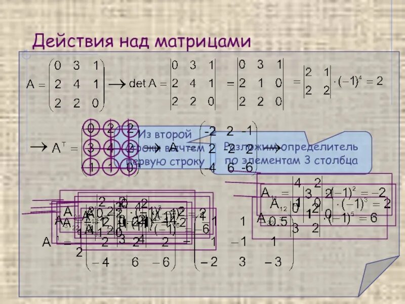 Обратное матрица ранг матрица определители