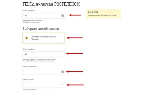 Перевести баланс с теле2 на билайн