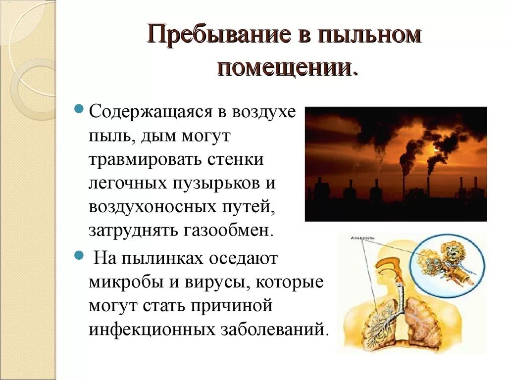 Пыль вызывает заболевание