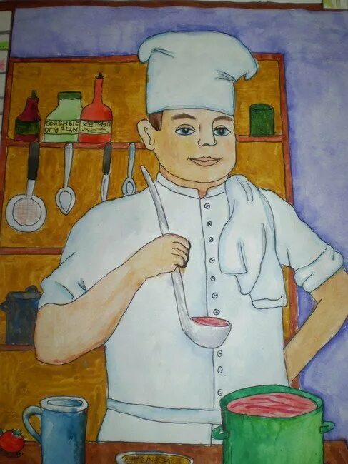Рисование на тему профессия повар. Рисунок профессии. Рисование профессии. Рисунок на тему повар для детей. Рисунок на тему профессия.