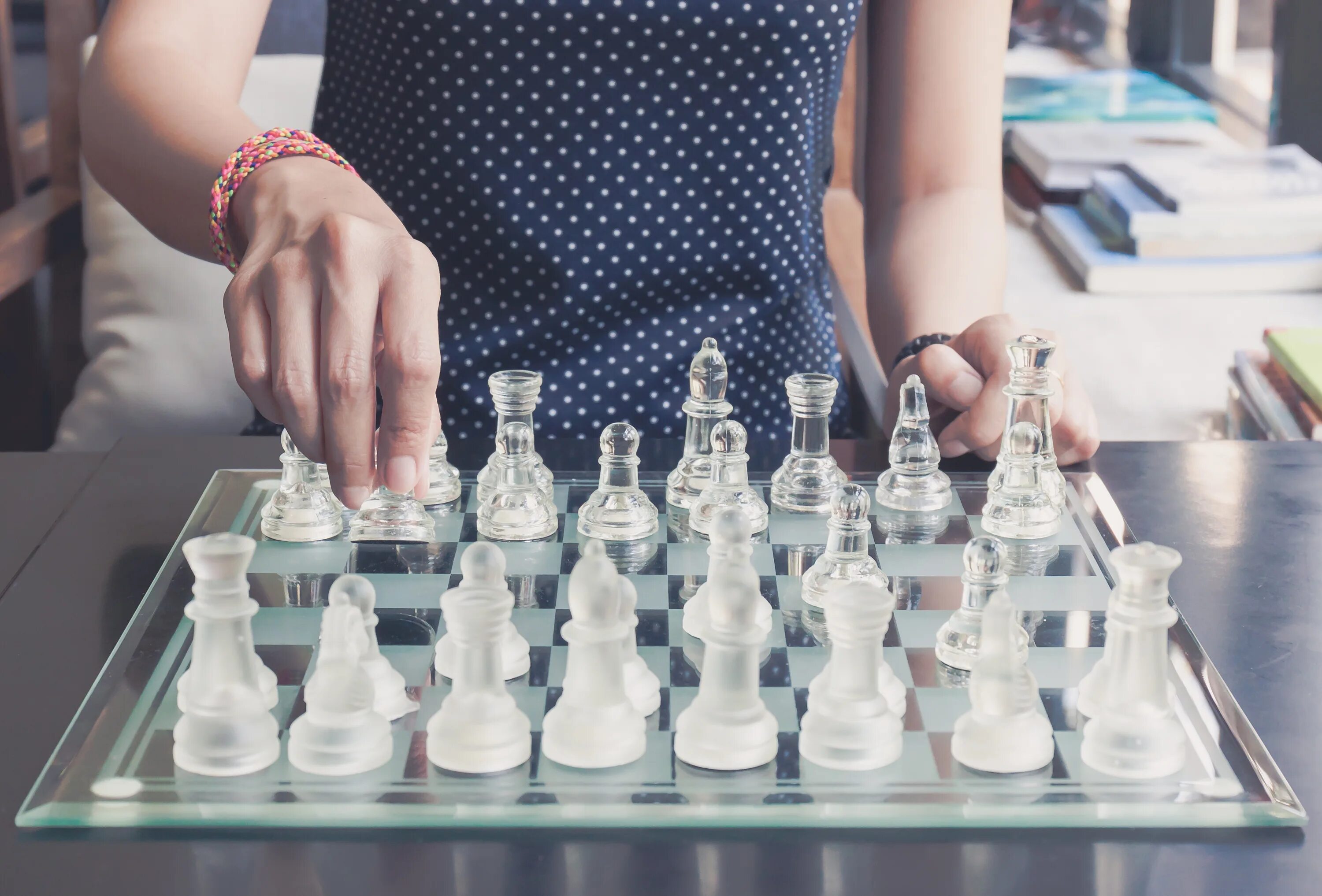 The are playing chess now