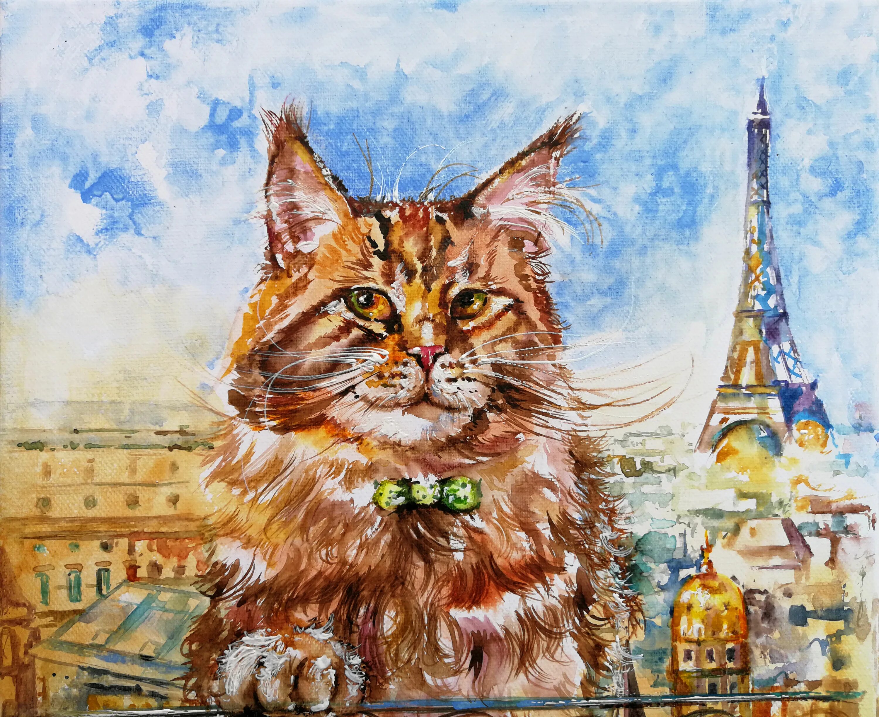 Кот париж. Кот картина.
